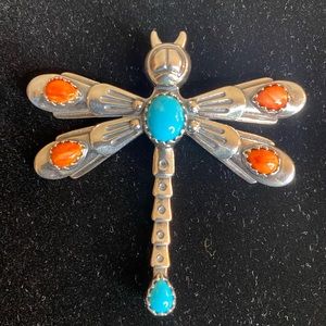 American West Sterling Turquoise Dragonfly Pendant